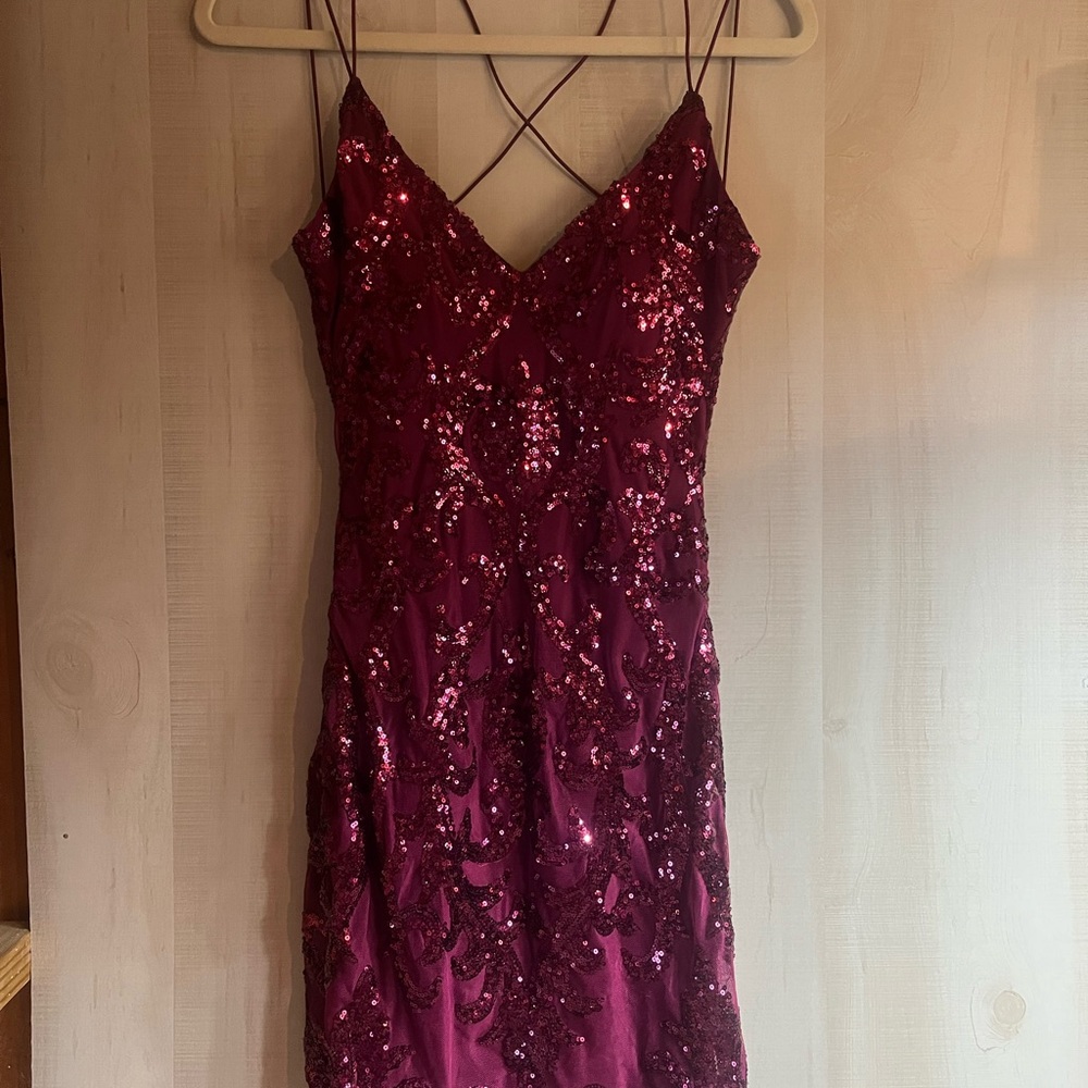Windsor Burgundy Sequin Mini Dress